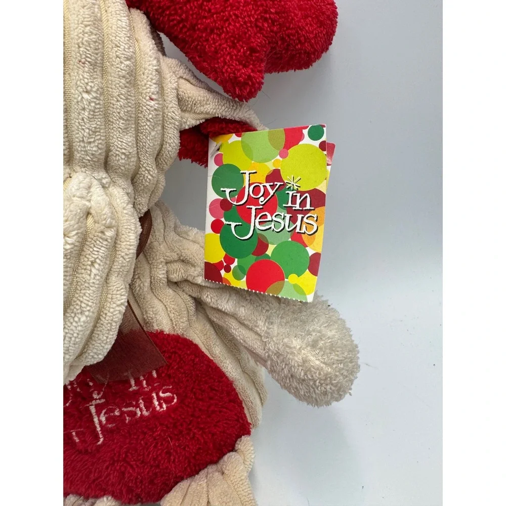 Joy in Jesus Plush Moose Stuffed Animal Corduroy Red Cream Goffa 5466644 NWT